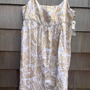 Milly Dress from Bergdorf Goodman Gold White Mini Size Small NWT